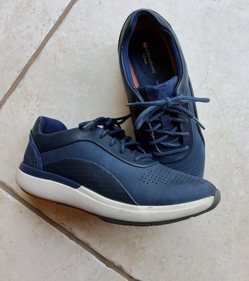 Clarks Womens Blue Suede Sneakers Unstructured Wavewalk Size 6W