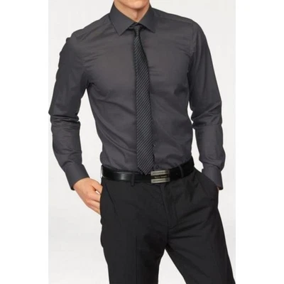 Marken Herren Businesshemd Kentkragen Langarm grau Gr. 41/42 NEU - Bild 1 von 3