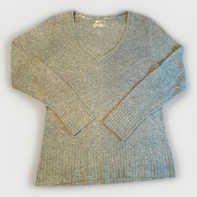 Old Navy Sweater V-Neck Womens XL Gray Lambswool Angora Blend Soft Knit Pullover