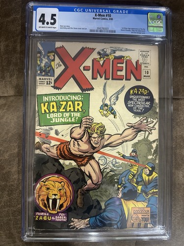 X-MEN #10 CGC 4.5 OFF-WHITE TO WHITE PAGES — FIRST KA-ZAR IN X-MEN!