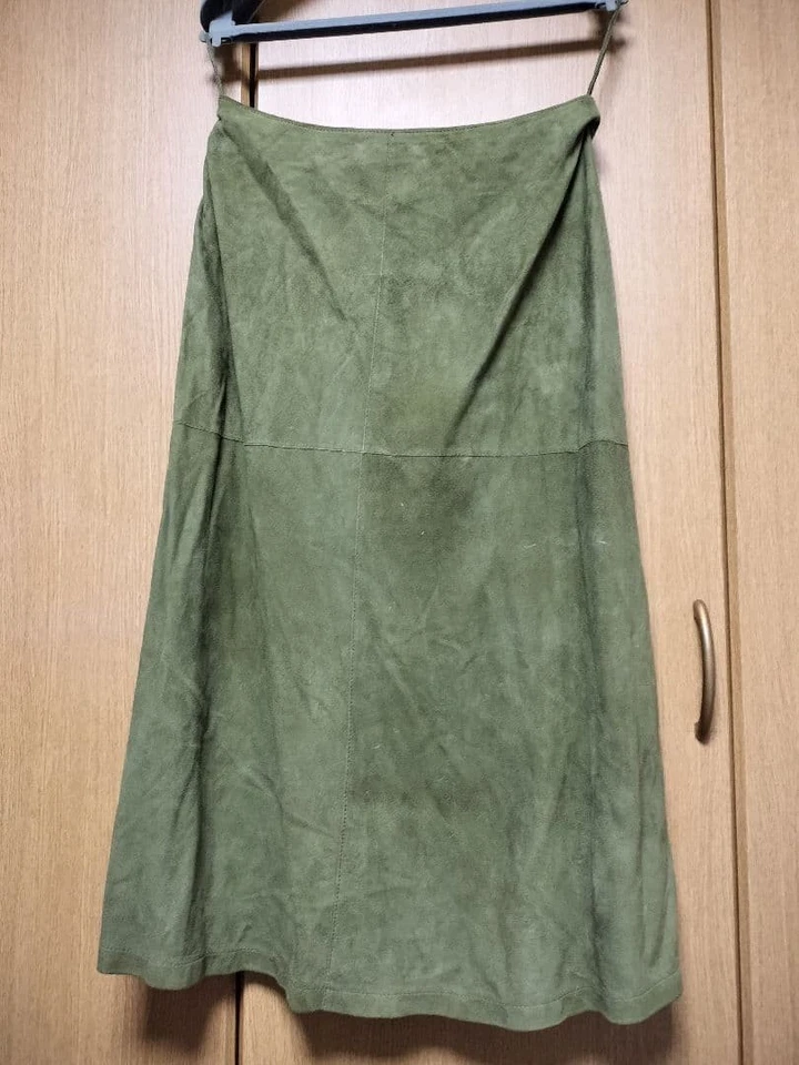Falda acampanada vintage Christian Dior talla 38 gamuza verde musgo elegante Foto 4 de 4