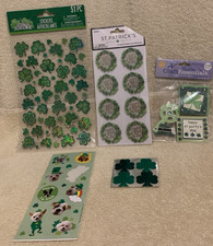 75 Pc Mixed Lot Of ST PATRICK'S DAY SHAMROCK  WREATH Scrapbook Stickers - NEW