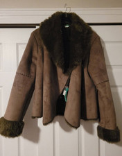 United Colors of Benetton Brown Fur Trim Coll...