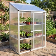 Compact Growhouse - Silver Aluminium Frame, Clip-Free Polycarbonate, 3'3"x2'2"