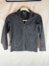 EUC Kids Columbia fleece full zip jacket size small 8 Lightweight Gray Logo