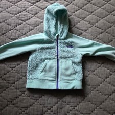 The North Face Kids Light Mint Sherpa Hoodie with Purple Zipper