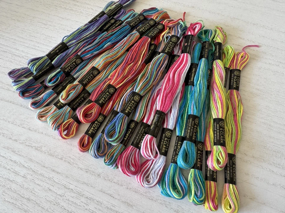 Coats and Clark Cotton Embroidery Floss~Lot of 24 Skeins~Tie Dye Colors - Image 4 of 4