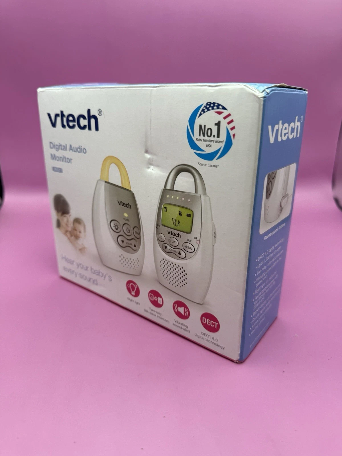 VTech DM221 Digital Baby Monitor DECT 6.0 Night Light Two-Way Talkback