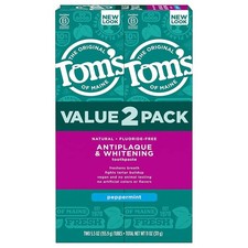 Tom's of Maine Fluoride-Free Antiplaque Whitening Natural Toothpaste, Peppermi