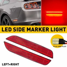 Pair Red LED Lens Rear Side Lamps Marker Reflector Lights Fit Ford Mustang 10-14