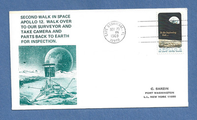APOLLO 12 2nd WALK IN SPACE NOV 20,1969 CAPE SARZIN   SPACE COVER  NASA