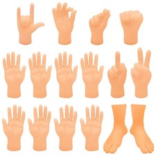 16 Pcs Tiny Finger Hands Mini Rubber Finger Puppets Realistic Little Hand Fin