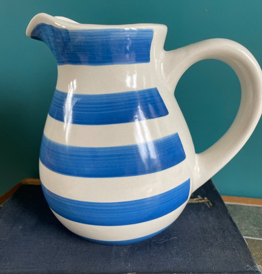 Trade Winds Geschirr Kanne Krug blau-weiß gestreift Vintage 90er