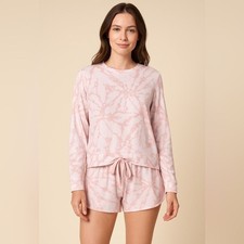 Maidenform Women  s Pink Tie-Dye Lounge Pajama Set Soft Long Sleeve Size Medium