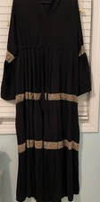 Black Abaya Muslim Hijab Maxi Dress Kaftan Islamic Kaftan Robe Size 2 medium