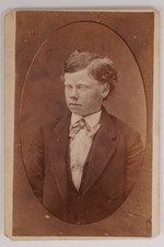 Antique CDV Young Teenage Boy in Suit And Bow Tie Victorian Portrait Unmarked