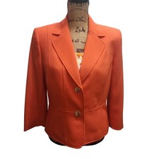 Kasper Women's Orange Blazer Jacket Size 10P Two Button Tailored Fit