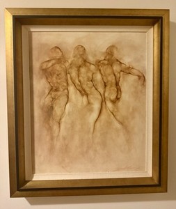 Ed Eller Oil Painting 3 Male Figures    27” Height By 23” Width
