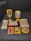 Vintage Fisher Price Little People Toys Lot 1970s Meal Trays Bed Drive Thru Gril