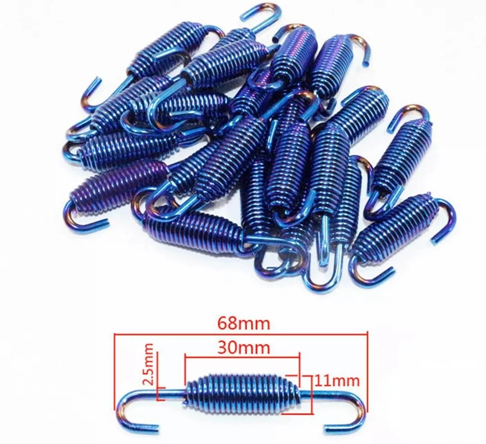 Motorcycle Exhaust Muffler Link Pipe Mounting Springs Stainless Steel Hooks 12X - Image 2 of 4