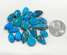 19 Pcs Kingman AAA Grade Natural Turquoise Cabochon Gemstone Lot 108 Ct H0 153