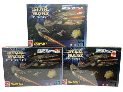 Vtg AMT ERTL Star Wars Episode 1 Droid Fighters Lot of 3 Snapfast Model Kit