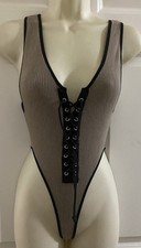 Women Fashion Nova Black / Brown Bodysuit Size S