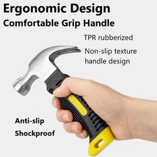 Stubby Claw Hammer 8OZ Drop Forged Steel All Purpose Rubber Grip Small Area