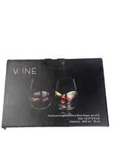 Artisanal Hand-Painted Stemless Wine Glasses X2 Stained.