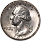 1939-P Washington Silver Quarter 25c Philadelphia Brilliant Uncirculated BU+