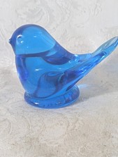Bluebird of Happiness Terra Studios Blue Glass Bird Signed Leo Ward