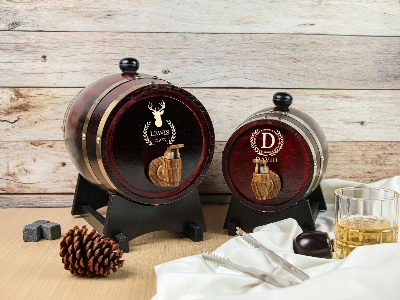 Personalized Engraved Whiskey Barrel 1L 3L Custom Wood Aging Cask Gift
