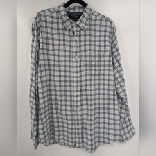 Men's BANANA REPUBLIC FACTORY Shirt XL Plaid Soft Wash Tailored Slim Fit Button