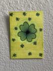 Original ACEO Shamrock Art OOAK Artist Trading Card Mixed Media Floral — photo 1