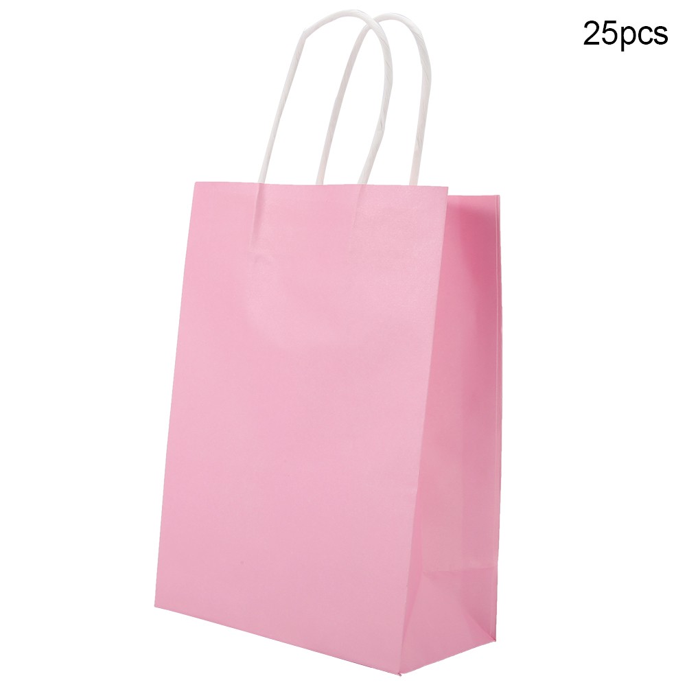 ¸25 PCS Gift Bag Kraft Paper For Wedding Candy Favor Bag With Handle