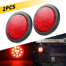 Red 12 Led 4 Round Truck Trailer Tail Stop Turn Brake Lights Wgrommet 12set Red 12 Led 4 Round Truck Trailer Tail Stop Turn Brake Lights Wgrommet 12set