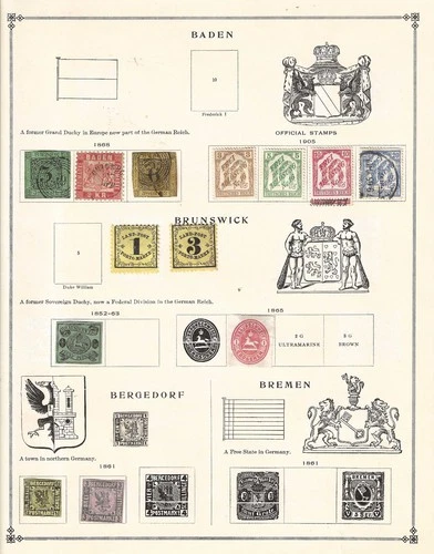 2013: BADEN,BRUNSWICK, BERGEDORF, DEUTCH REICH: One page with very early stamps.