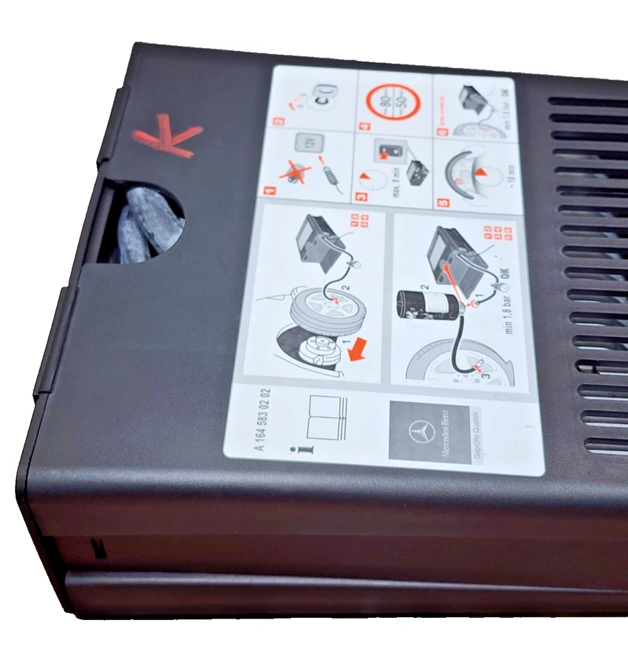 Mercedes-Benz R350 2006 kit de bomba de compresor de aire de neumáticos estuche portátil A0005838202 Foto 3 de 4