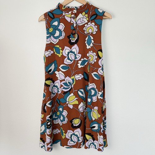 ModCloth Floral Shift Mini Dress Womens XL Retro Mod 70s Preppy Fall - Picture 3 of 10