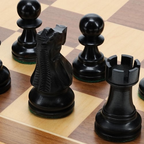 WE Games Jacques Chess Pieces, Weighted, Black Stained Wood with 3.59 in. King - Picture 8 of 8