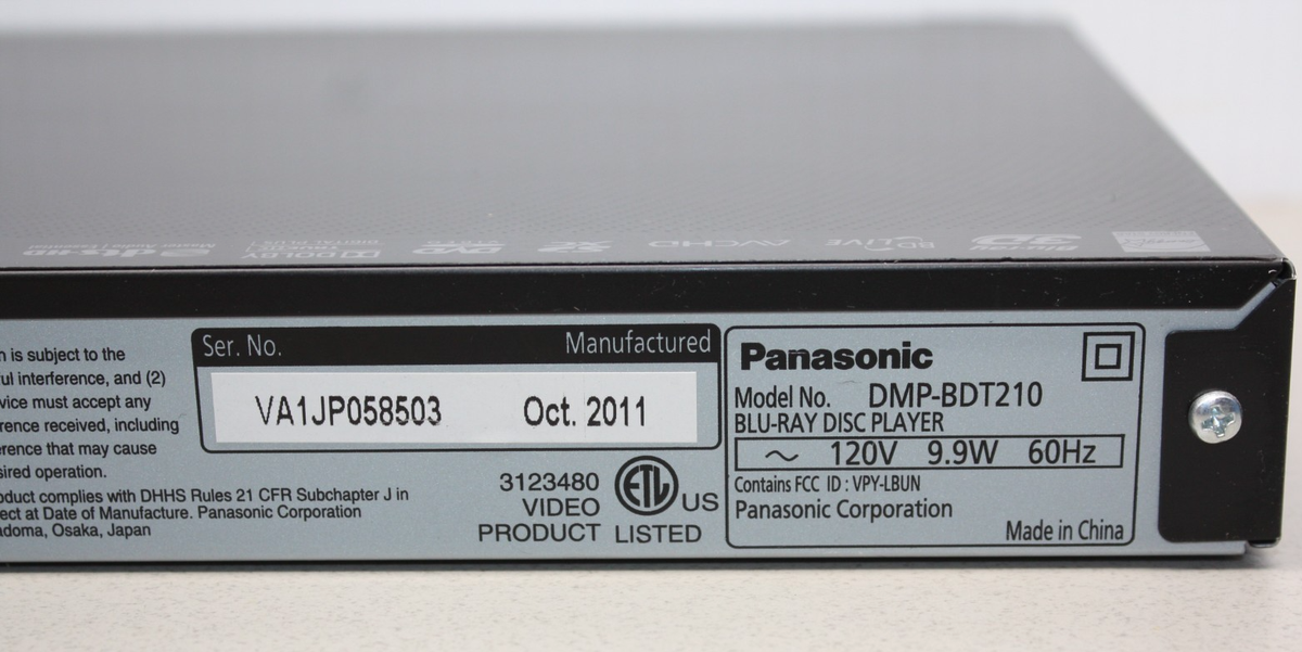 Panasonic DMP-BDT215 3D Blu-Ray Player w/ Power Cord No Remote