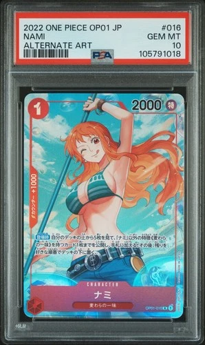 2022 ONE PIECE JAPANESE OP01-ROMANCE DAWN #016 NAMI ALTERNATE ART PSA 10