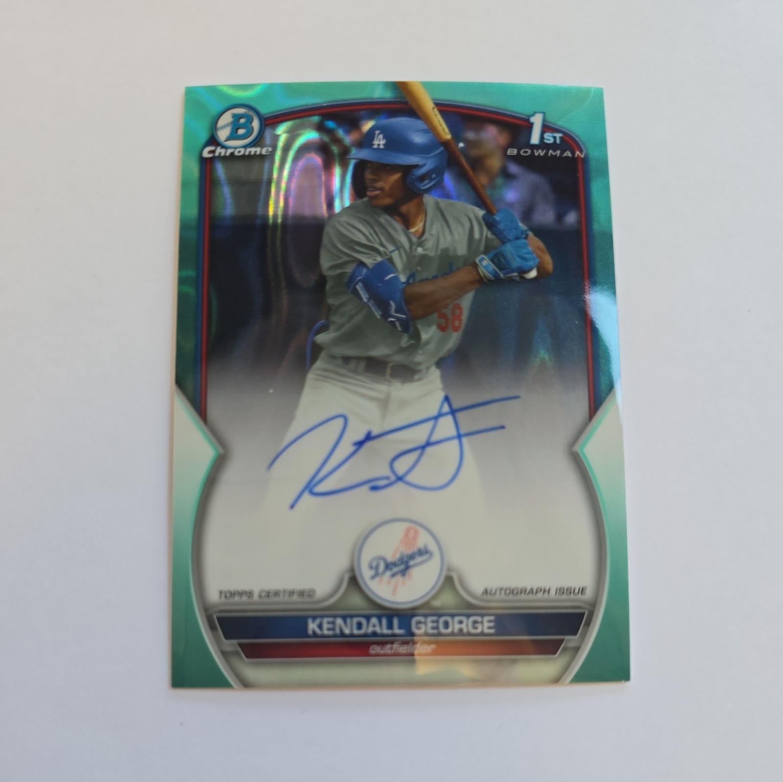 2023 Bowman Chrome Kendall George 1st Auto #CDA-KG Aqua Lava Refractor / 199