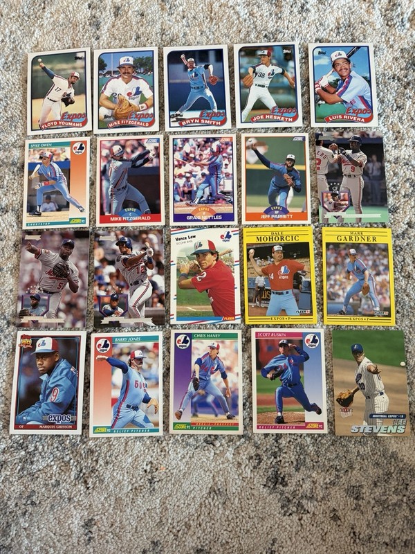 Montreal Expos Baseball Card Lot 20 Cards Topps Donruss Score Fleer