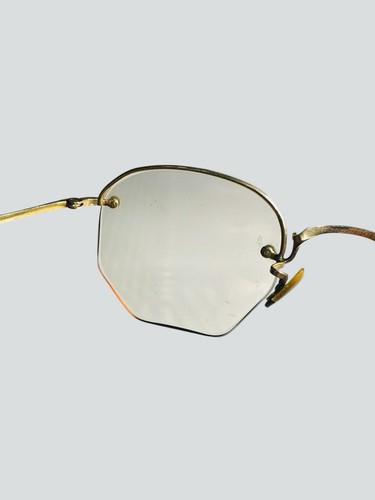 Antica montatura occhiali vintage 1/10 12K GF deco oro ottagonale mezzo bordo ornata - Foto 6 di 13