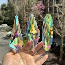 3PCS 5" Large Crystal Sun Catcher Prisms, Hanging Suncatchers with Glass Prism,
