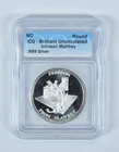 (ND) Silver Art Round 1 Oz Freedom From Slavery Johnson Matthey BU ICG *7581