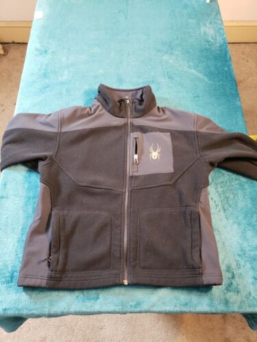 Spyder Jacket Youth Boys Black Full Zip Size Large 14/16 Pockets Skiing Fleece - Picture 1 of 11
