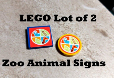 LEGO Zoo Directions Map Street Signs Sticker Parts Lot of 2 Elephant Giraffe Aid