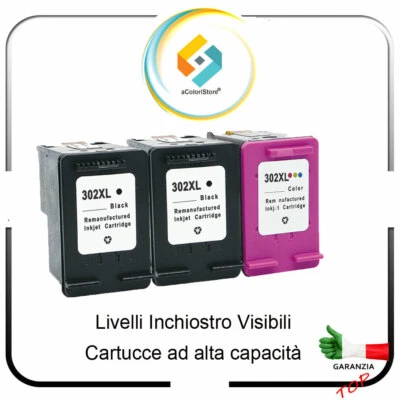 ACOLORISTORE 3 Cartucce compatibili per HP 302 XL 2 Nere + 1 Colore Officejet 3830 3833 3834